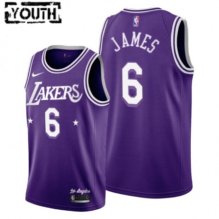 NBA Børn Trøje Los Angeles Lakers LeBron James 6 Nike 2021-22 City Edition Throwback 60s Swingman